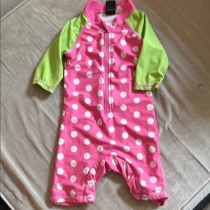 Pink/green one piece Bonberano swimsuit 18-24 mo new